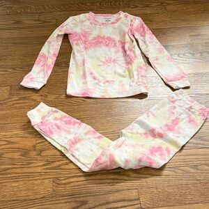Vaenait Pink and Yellow Tie-Dye Kids Pajamas Size XL